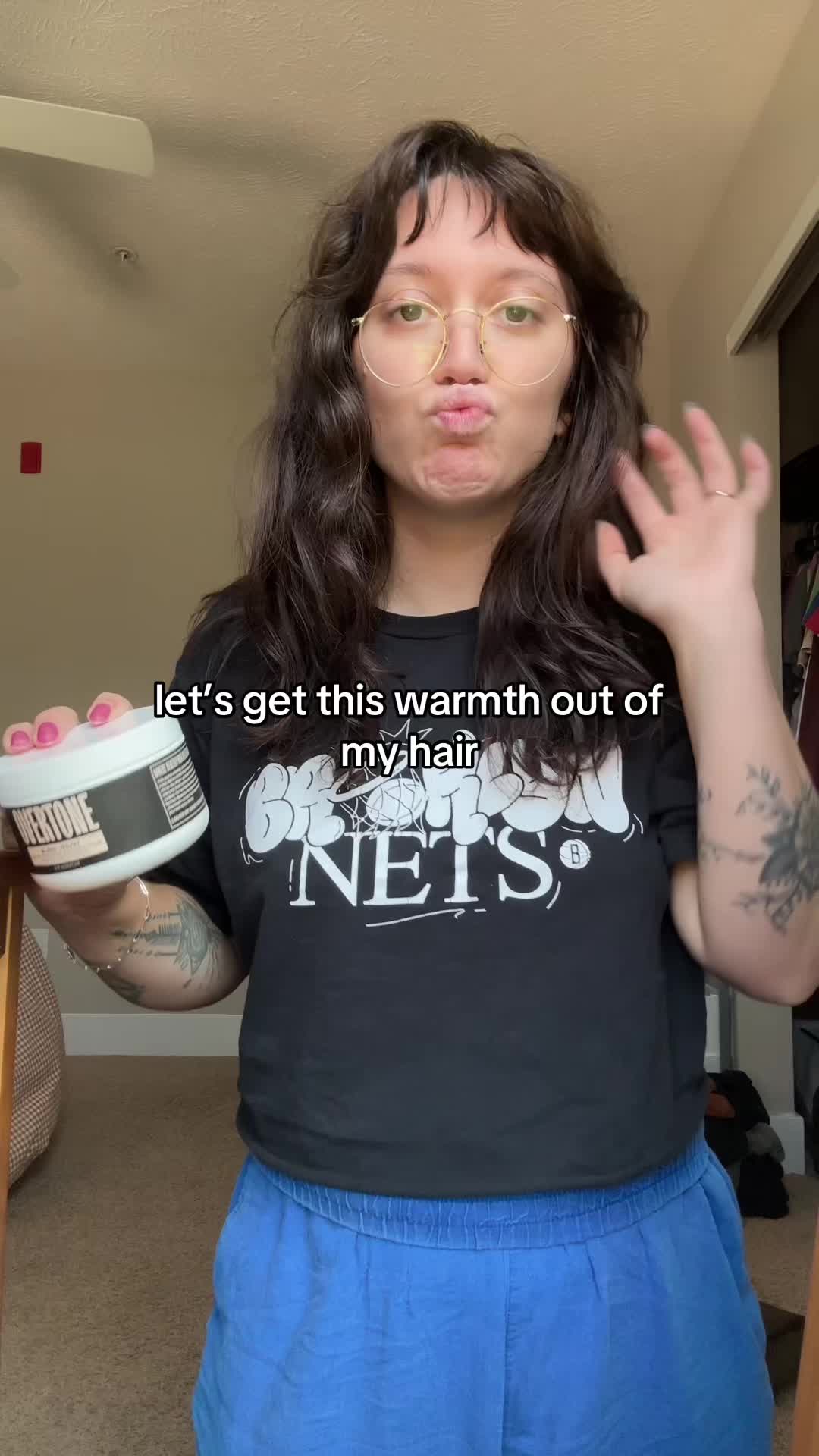 TikTok post by @fancyratgirl for oVertone Color. Caption reads: [...] so I use a color conditioner like @oVertone....