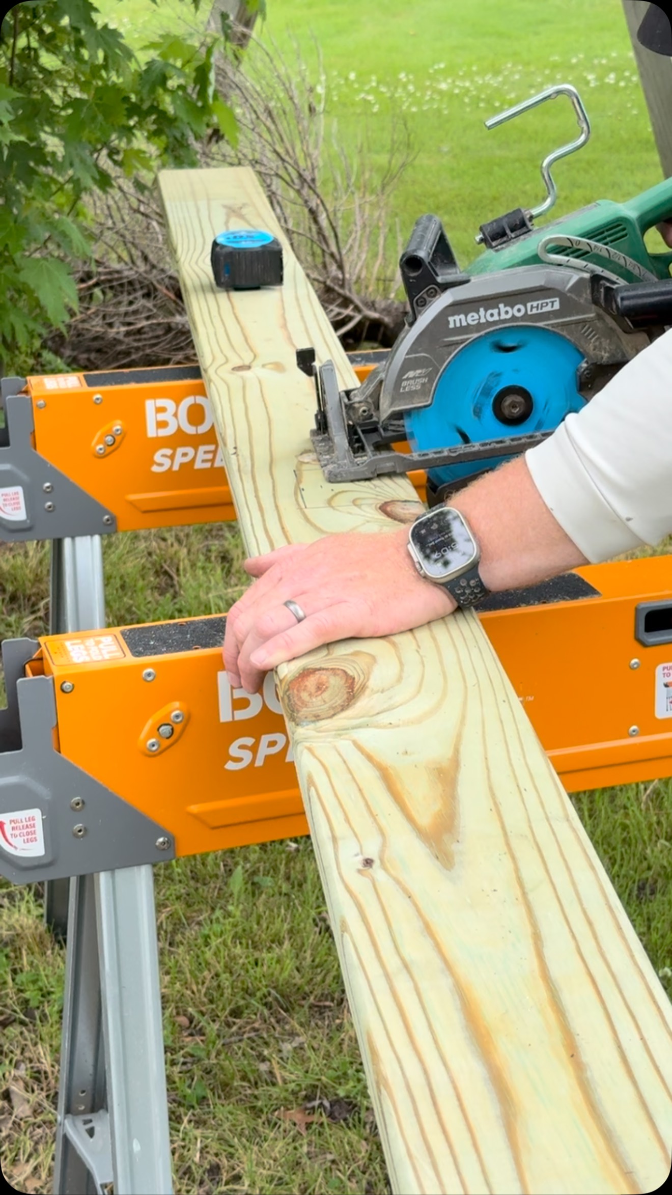 Instagram post by @gingerwoodworks for BORA Tool. Caption reads: The @oxtoolsusa Lightning blade can be described....