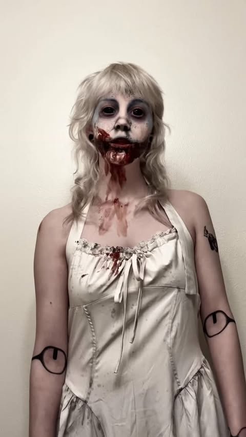 Instagram post by @dollface.sfx for Mehron Makeup. Caption reads: bones? I’m afraid i have none

Products....