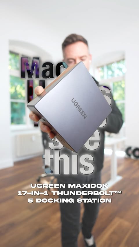 Instagram post by @crswnd for UGREEN. Caption reads: [...] Maxidok 17-in-1 docking station from....