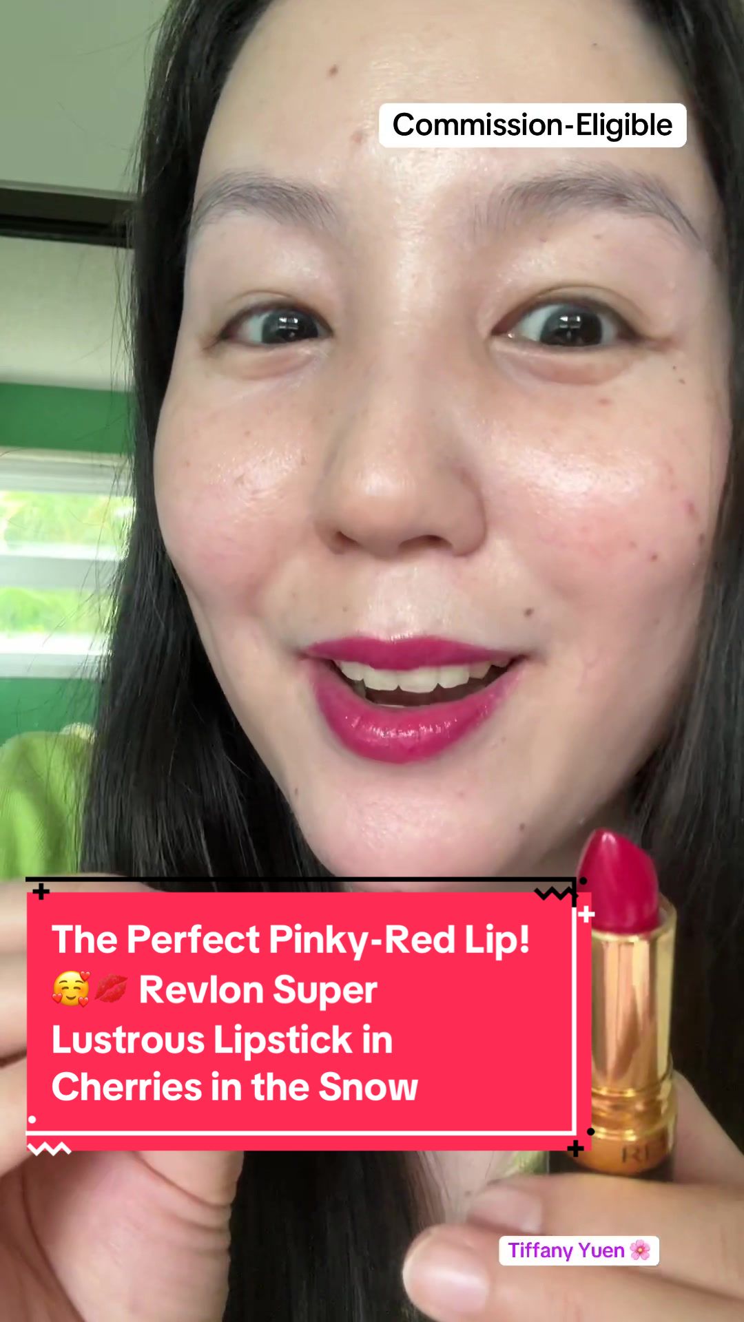 TikTok post by @thetiffanyyuen for Revlon. Caption reads: [...] bought this lipstick myself- @Revlon....