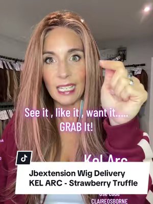 TikTok post by @claireossie for JBSelect4U. Caption reads: This wig is Kel arc in strawberry truffle from....