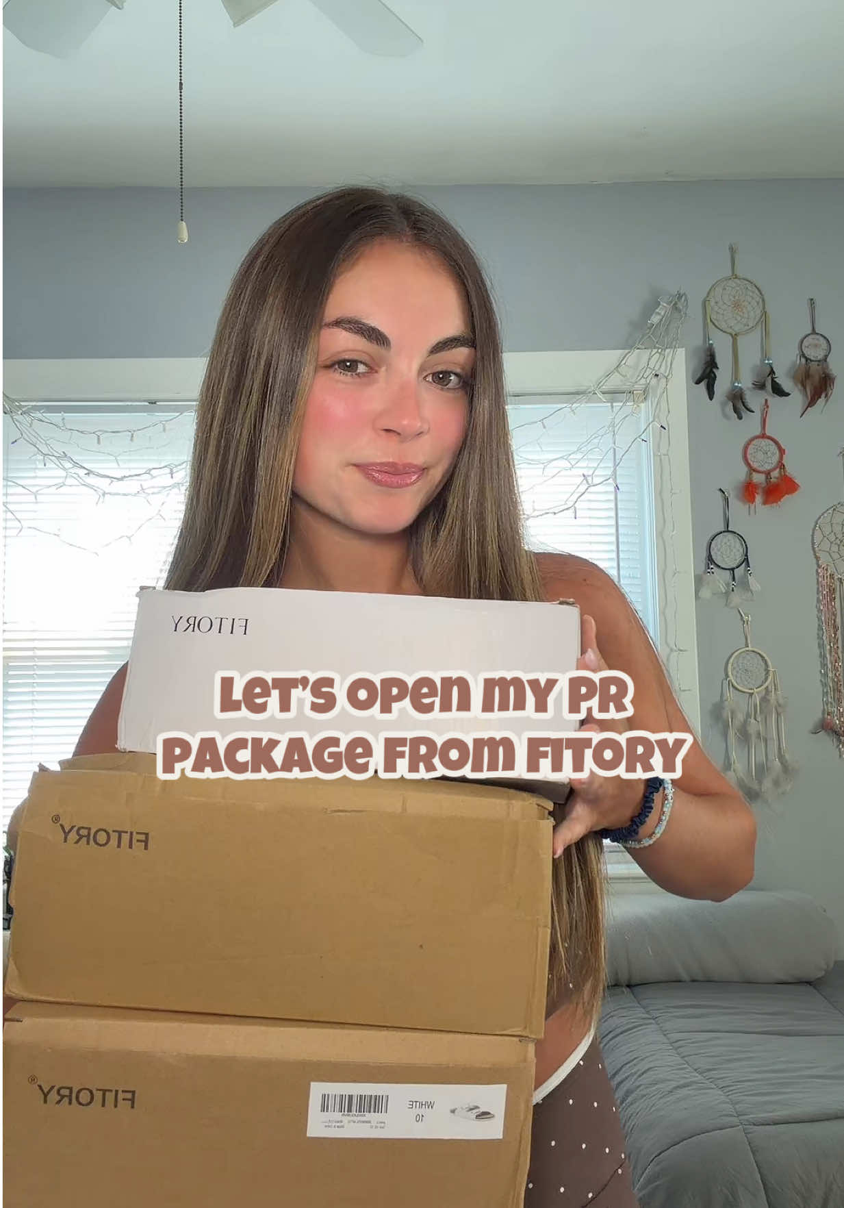 TikTok post by @aps423 for Fitory. Caption reads: thank you! @FITORY 🤎 #pr #fitory #shoes #prhaul.