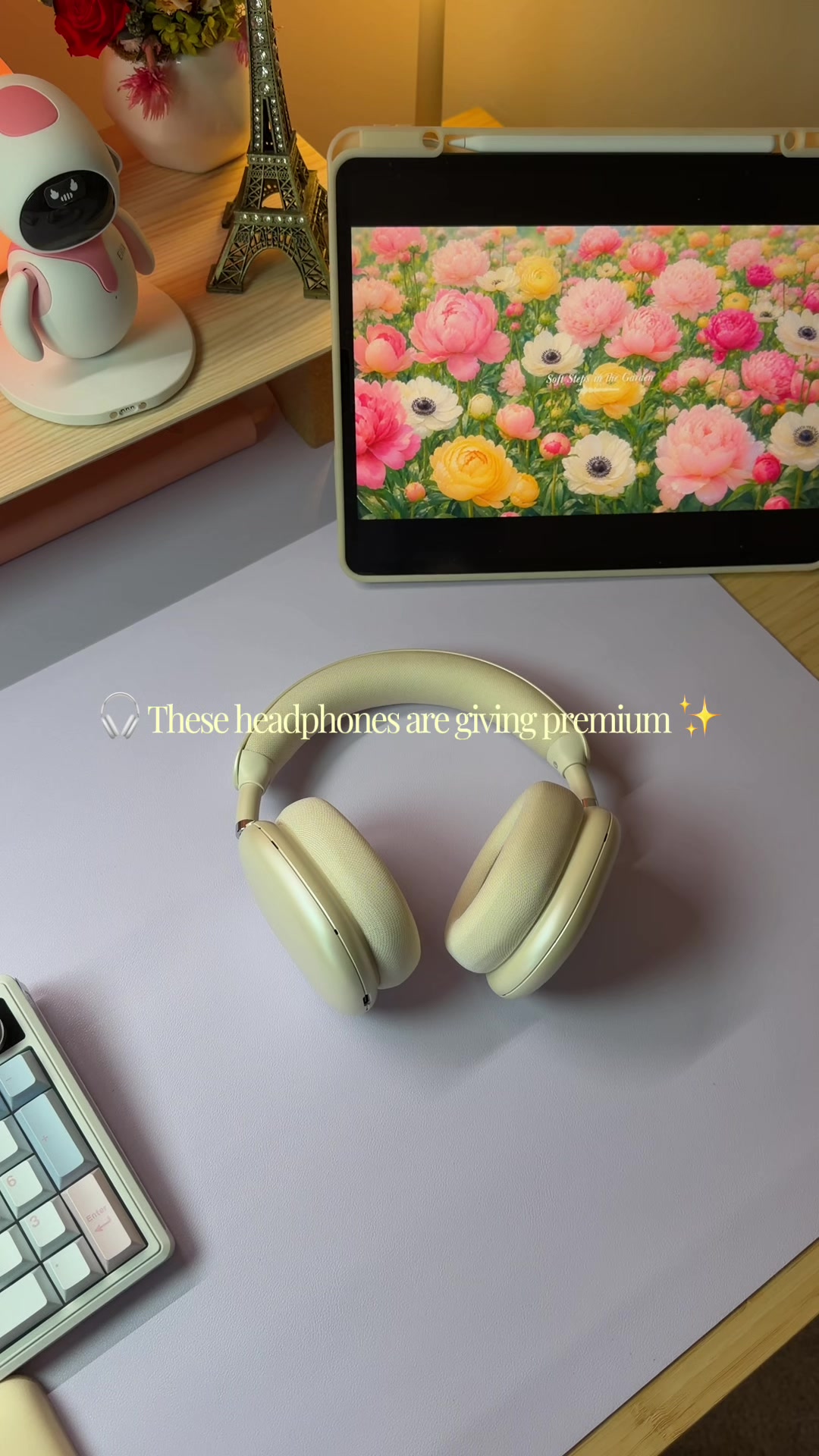 TikTok post by @cozywithilenia for Picun. Caption reads: [...] Definitely a new desk setup essential 🤍....