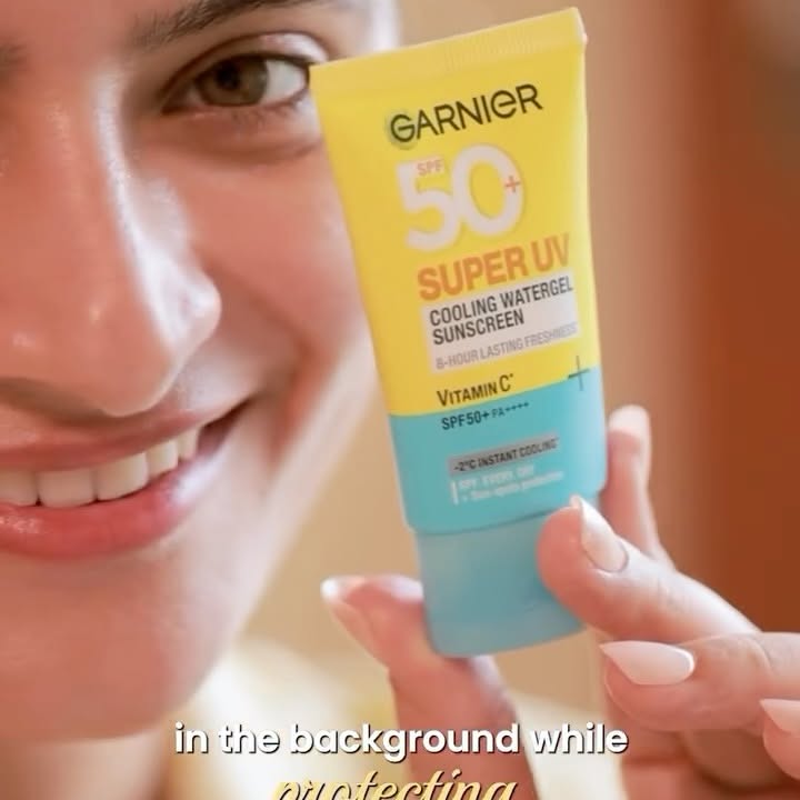 Instagram post by @ankitakariya for Garnier India. Caption reads: #Ad Protect your skin from UV rays, even on cloudy....