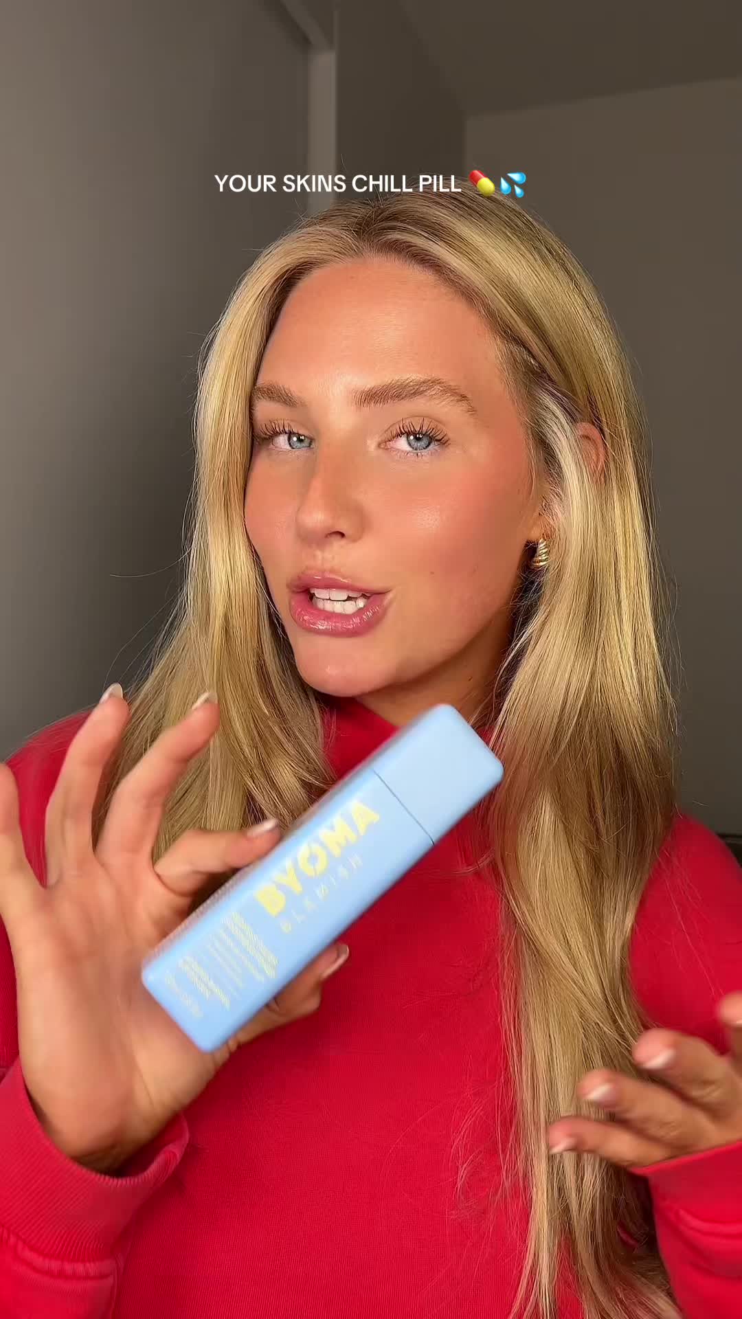 TikTok post by @skinwithhav for BYOMA. Caption reads: [...] my skin is irritated and red! @byoma AD....