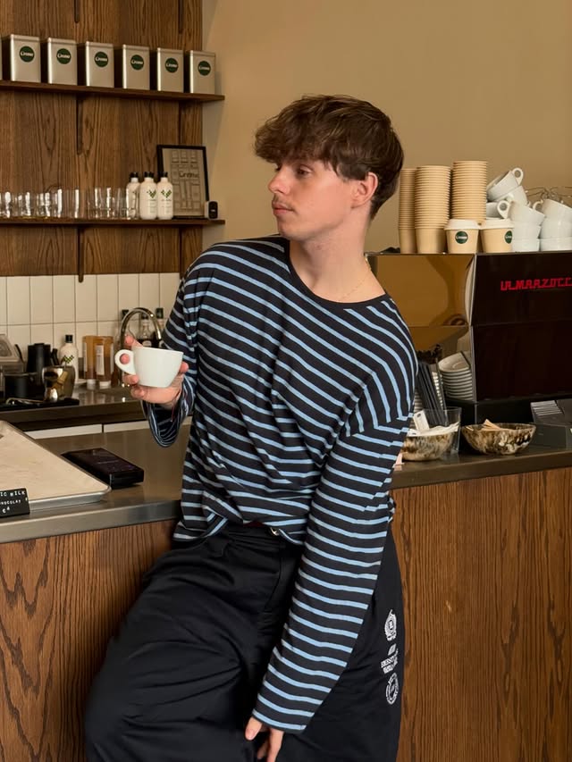 Instagram post by @jesuisterence for Pull&Bear. Caption reads: coffee date ☕️ @pullandbear / ad....