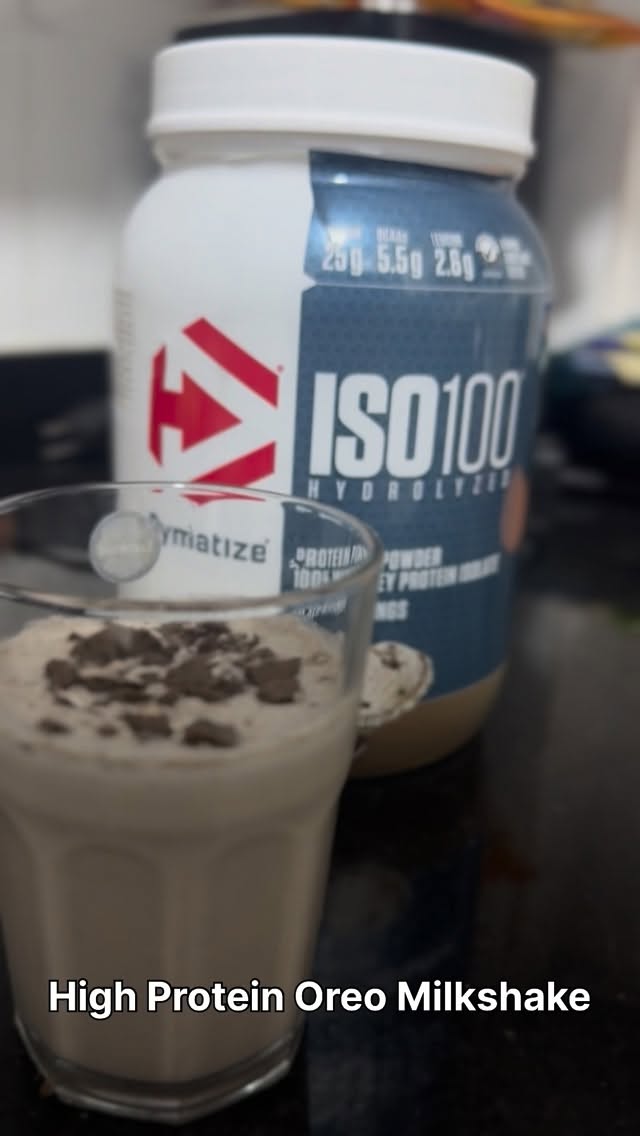 Instagram post by @jacksons.fit for Dymatize. Caption reads: More gains, more flavor, Less excuses....