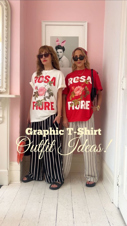 Instagram post by @belleandbunty for Mulberry. Caption reads: 👚Ways to Wear a Printed T-Shirt👚 One of our....