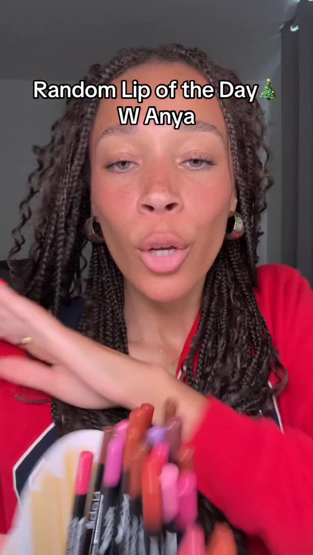 Instagram post by @anyaalfonsetti for Clinique. Caption reads: Oh please give me Christmas decor ideas 😅 #makeup....