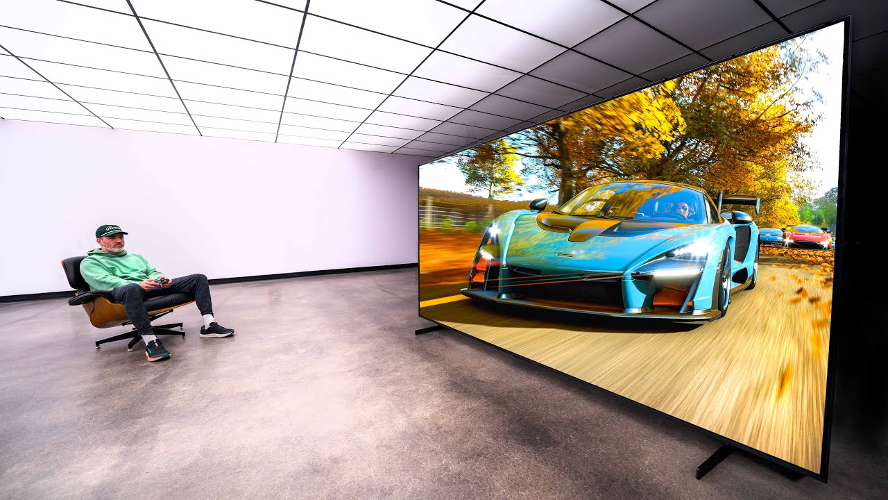 YouTube post by @unboxtherapy for Best Buy. Caption reads: The Biggest TV Unboxing Yet....