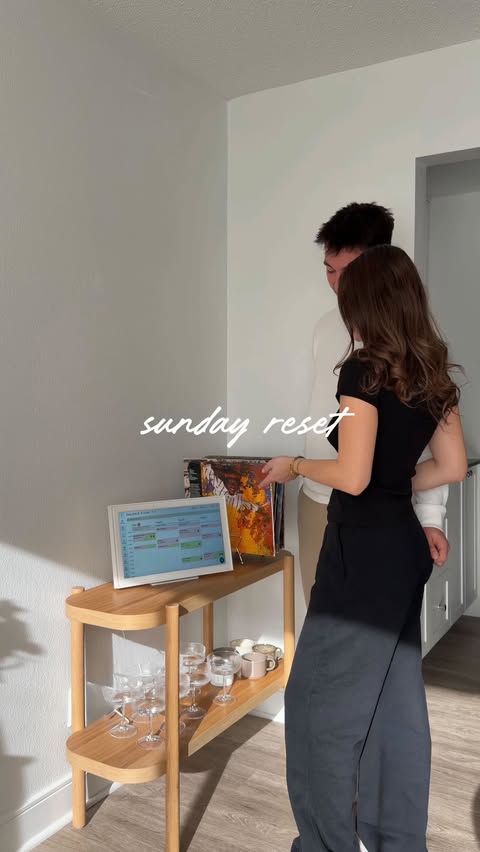 Instagram post by @sophia.berk for Skylight Frame. Caption reads: spend a sunday reset with us ✨🫧🍏🛒 AD....