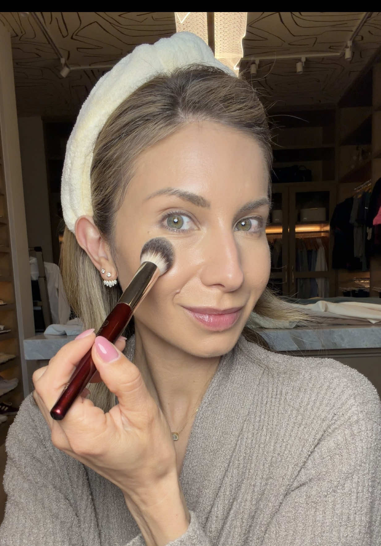 TikTok post by @lisajmakeup for BK Beauty. Caption reads: The @BK Beauty Brushes 110 brush—it’s like a....