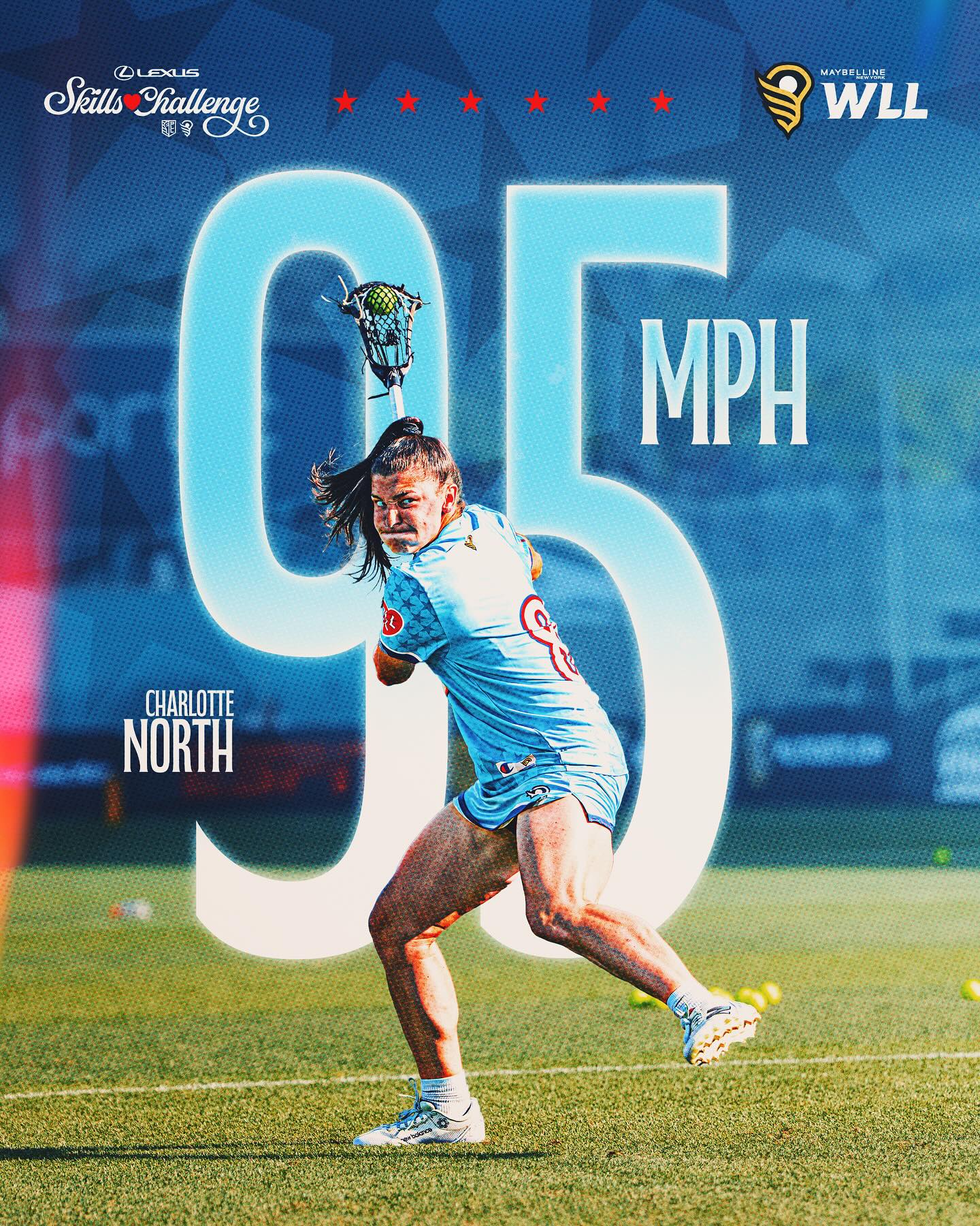 Instagram post by @wll for Lexus. Caption reads: CHARLOTTE NORTH HITS 95 MPH 🤯🔥

Advancing to the....