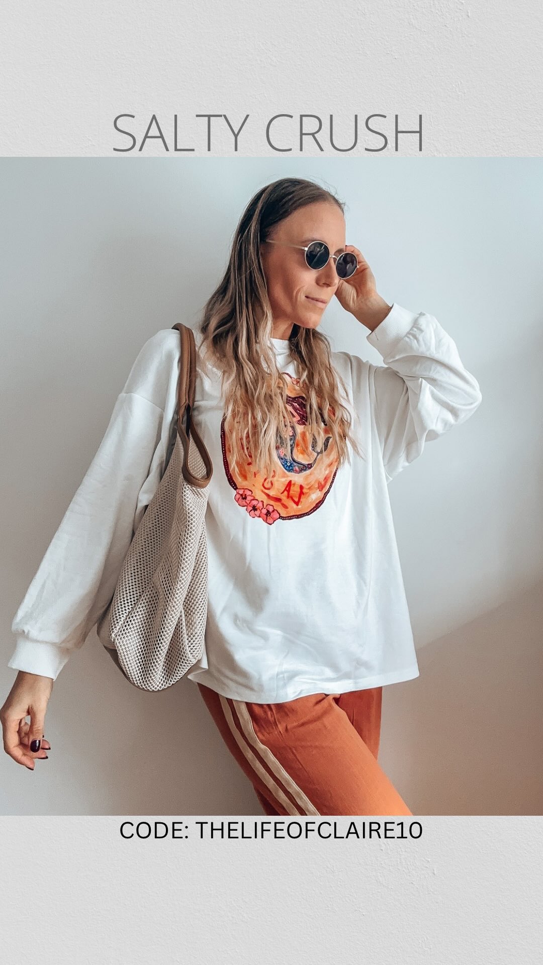 Instagram post by @thelifeofclaire_ for Salty Crush. Caption reads: New arrivals from @salty_crush_aus 

Free shipping....