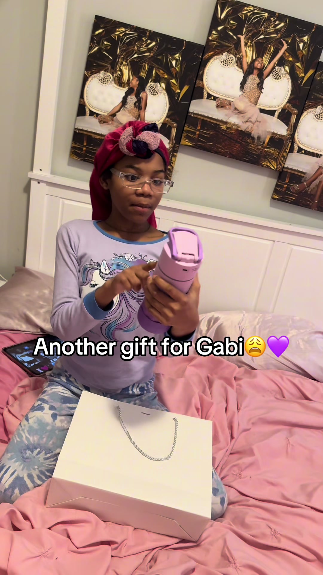 TikTok post by @gretandthegirls for Water H Costa Rica. Caption reads: Another day and another gift for Gabi😩💜....