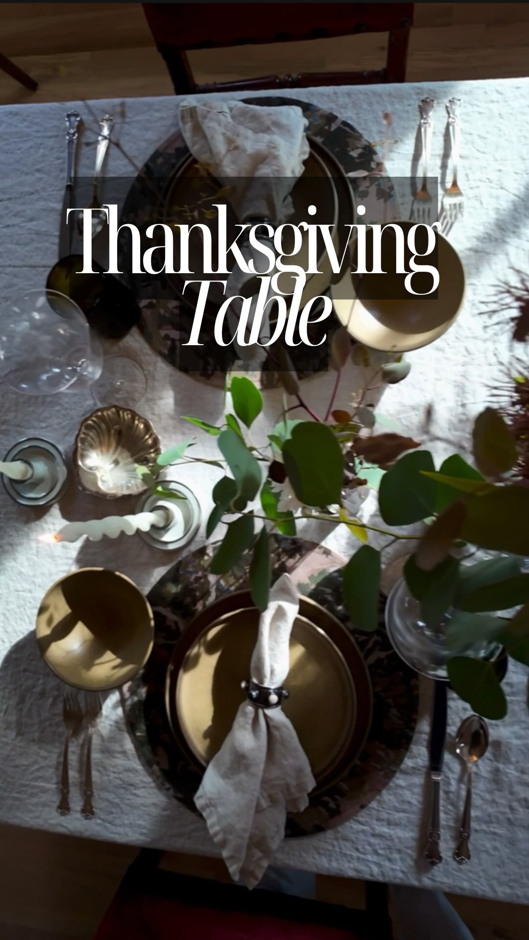 Instagram post by @hansloreidesign for West Elm. Caption reads: Setting up a Thanksgiving table with the help of....