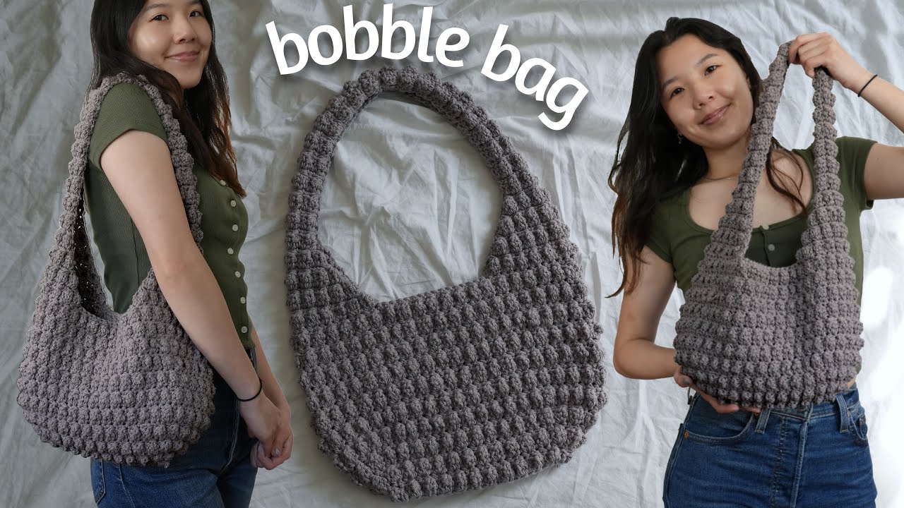 YouTube post by @VivCrochets for Cirque Colors. Caption reads: Crochet Bobble Bag Tutorial | Crochet Popcorn Bag.