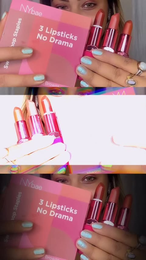 Instagram post by @_hotmess_13 for Purplle. Caption reads: 💄 NY Bae Sweet Shop Staples – Pack of 3....