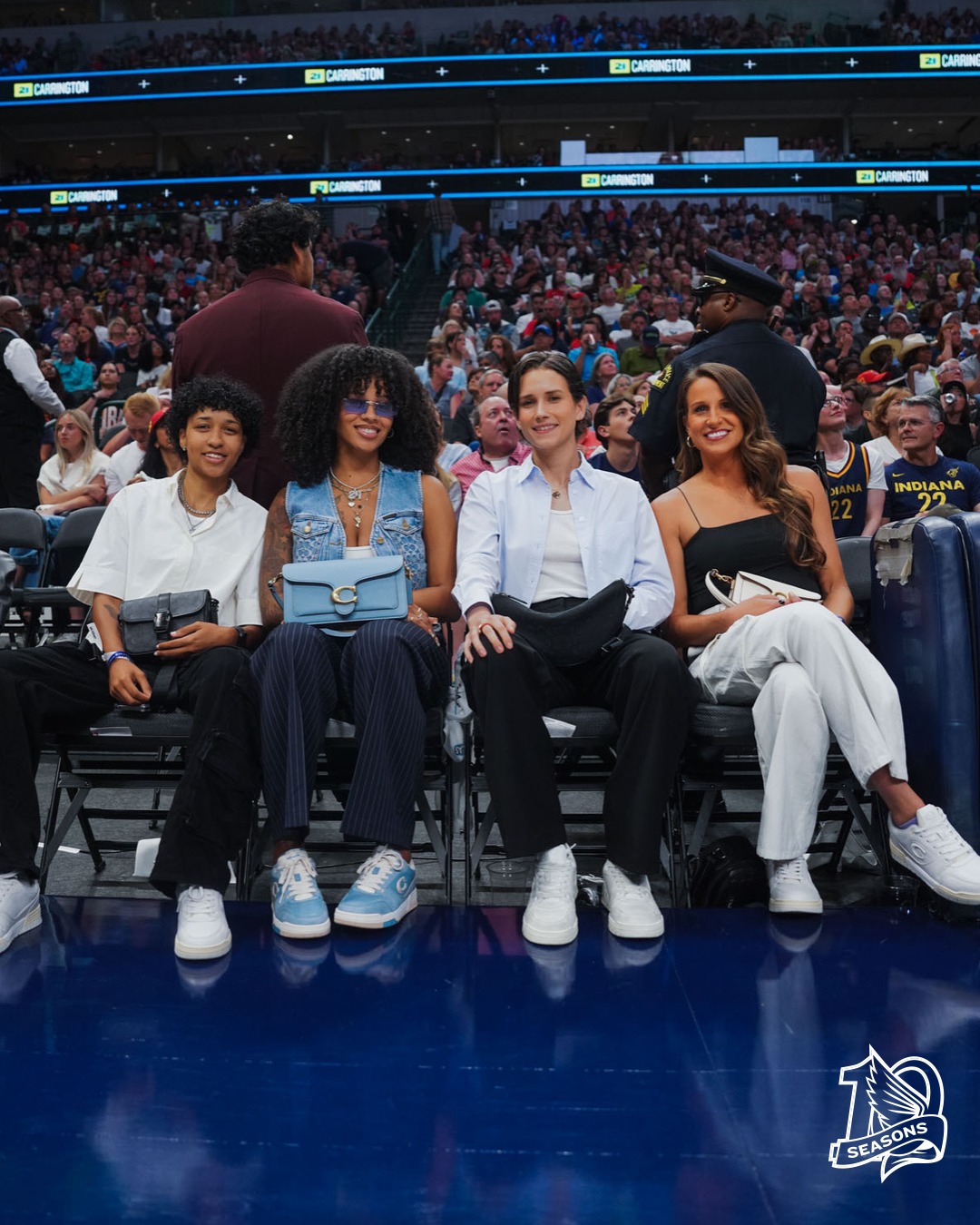 Instagram post by @dallaswings for Coach. Caption reads: Introducing the Coach Courtside Five, who sat....