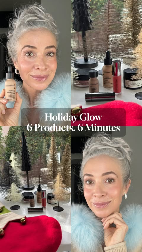 Instagram post by @silverliberation for Perricone MD. Caption reads: [...] Six minutes. My soft, glowing holiday look....