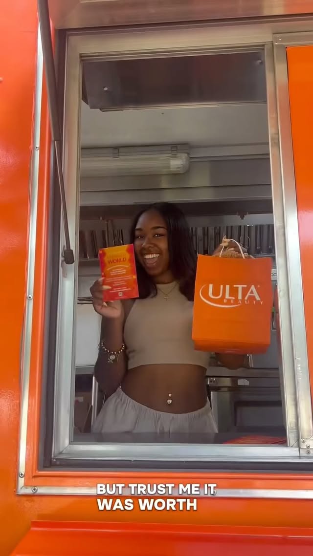 Instagram post by @iam.miah for InfluenceHer Collective. Caption reads: [...] semester? 👀🐆🩵 @ultabeauty....