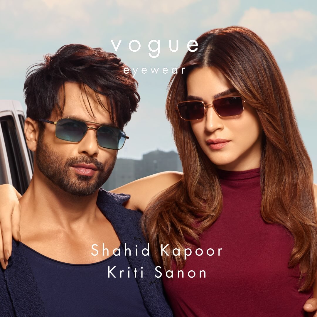 Instagram post by @shahidkapoor for Vogue Eyewear. Caption reads: [...] carry your style with confidence.....
