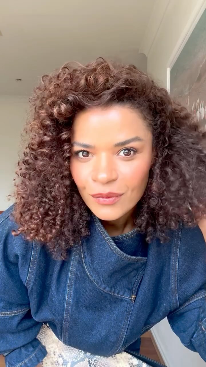 Instagram post by @victorialatu for John Frieda. Caption reads: The before and after of my hair will actually....