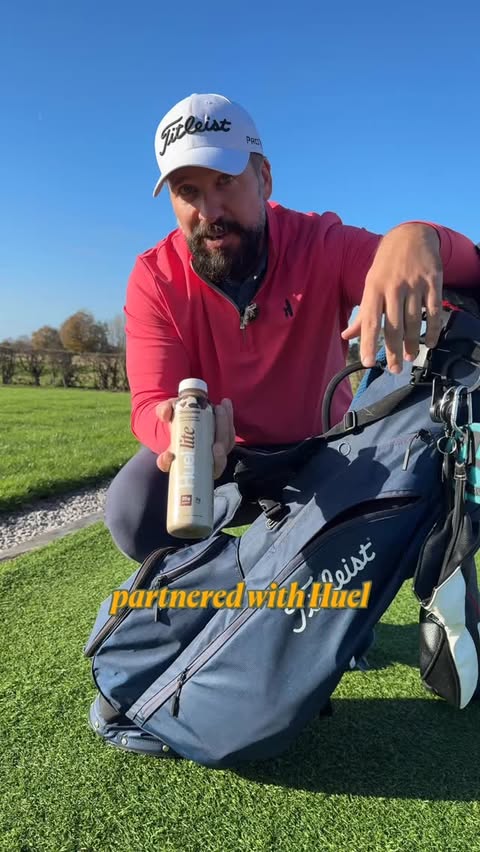 Instagram post by @peterfinchgolf for Huel. Caption reads: You’ve heard what’s in the bag… but have you ever....