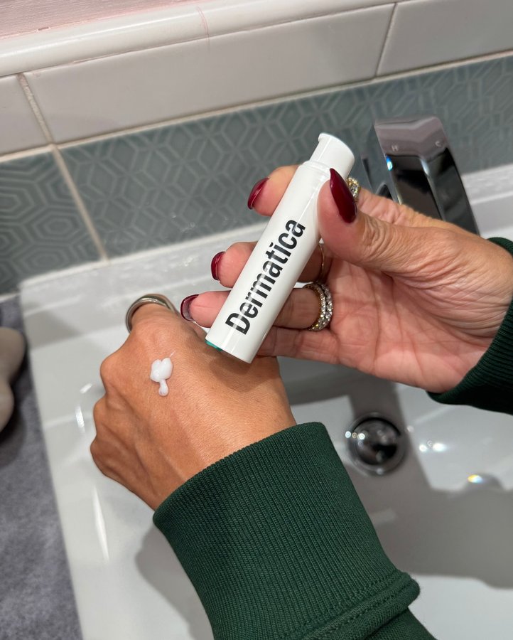 Instagram post by @carolinehirons for Dermatica. Caption reads: [...] that’s actually made for your skin,....