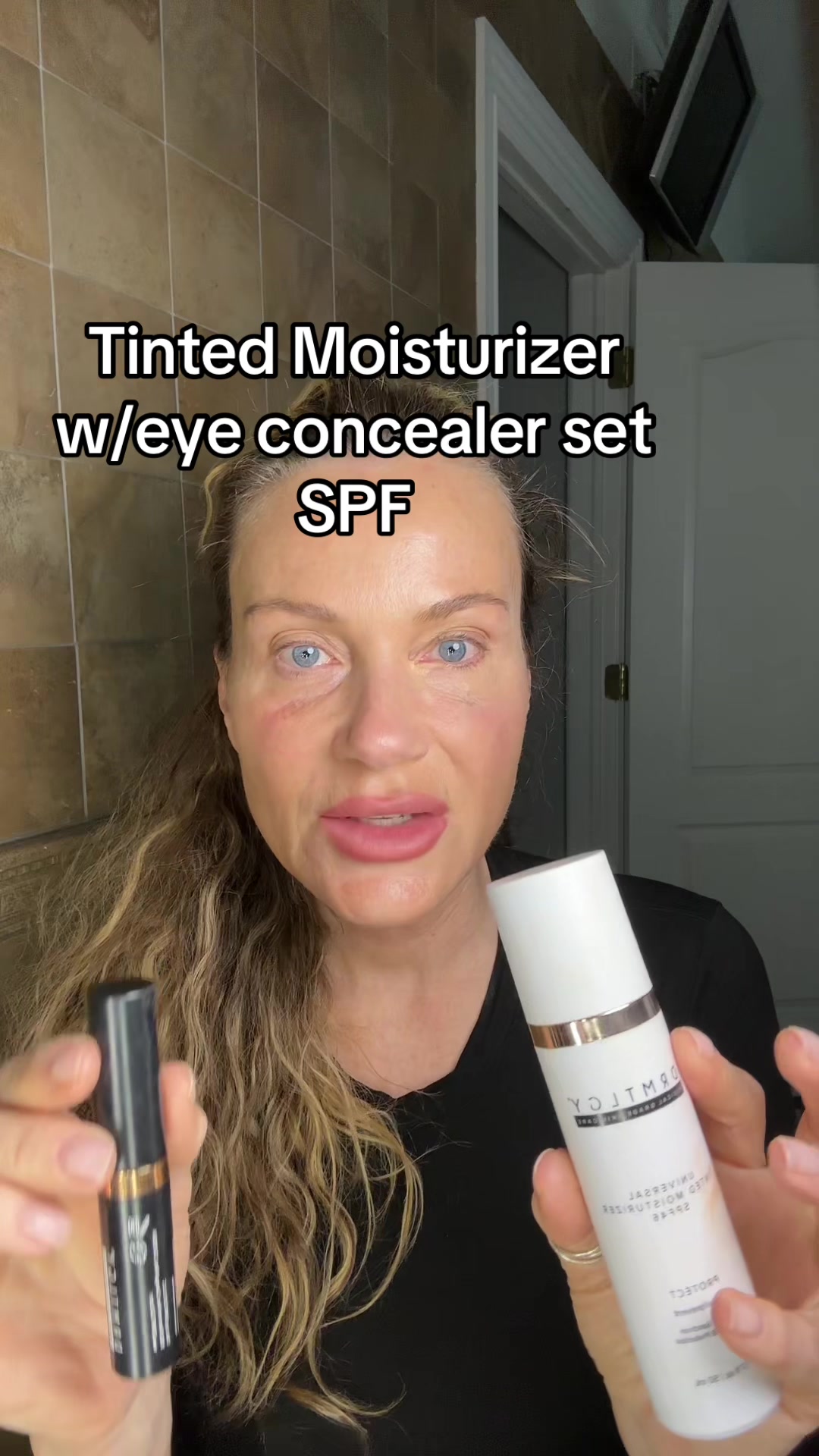 TikTok post by @beautybyjunelynn for DRMTLGY. Caption reads: #tintedmoisturizer #eyes #bags #fyp #foryoupage....