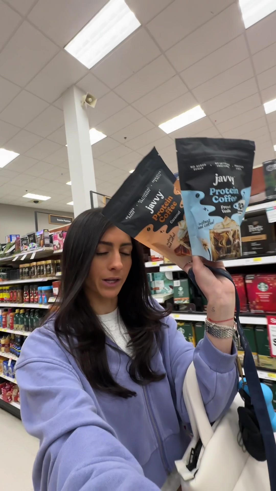 TikTok post by @thehungryforkk for Javy Coffee. Caption reads: Obsessed with the @Javvy Coffee ‘s Proffees !!! ☕️....