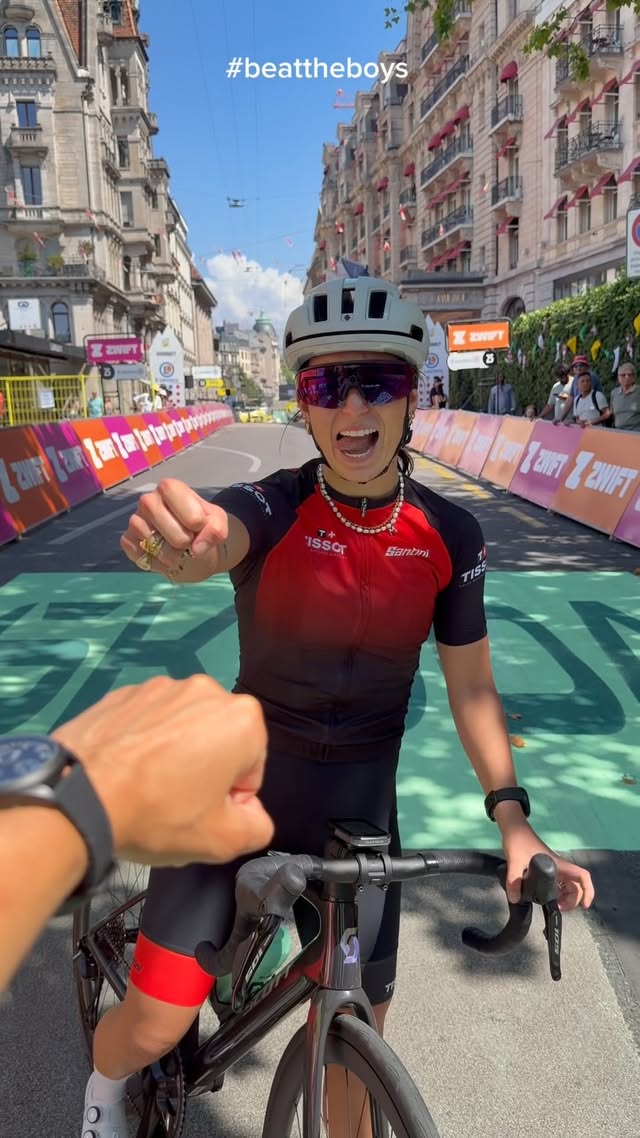 Instagram post by @marymccarths for TISSOT. Caption reads: [...] do love cycling now 🫂 thank youuuu....
