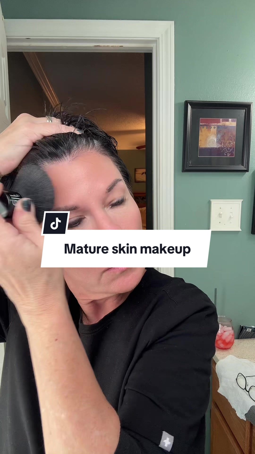 TikTok post by @leighb_rn for – Laura Geller. Caption reads: Older women makeup. My mature skin quick makeup....