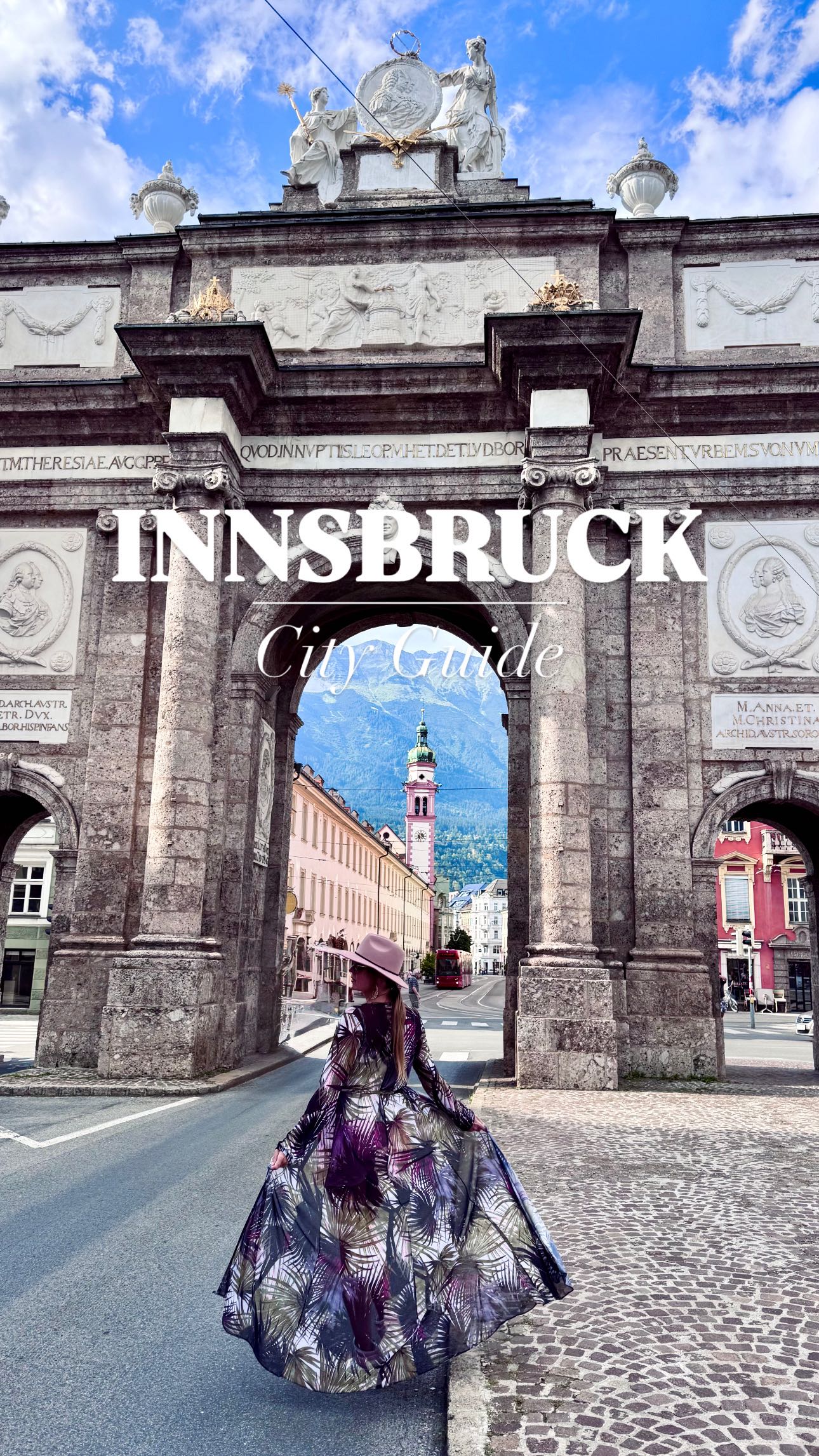 Instagram post by @authenticchica for Son de Flor. Caption reads: INNSBRUCK TRAVEL TIPS & CITY GUIDE✨🏞️🏛️ Just....