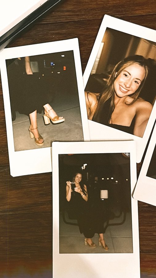 Instagram post by @clairewolford for STUART WEITZMAN. Caption reads: It’s birthday month which means extra....