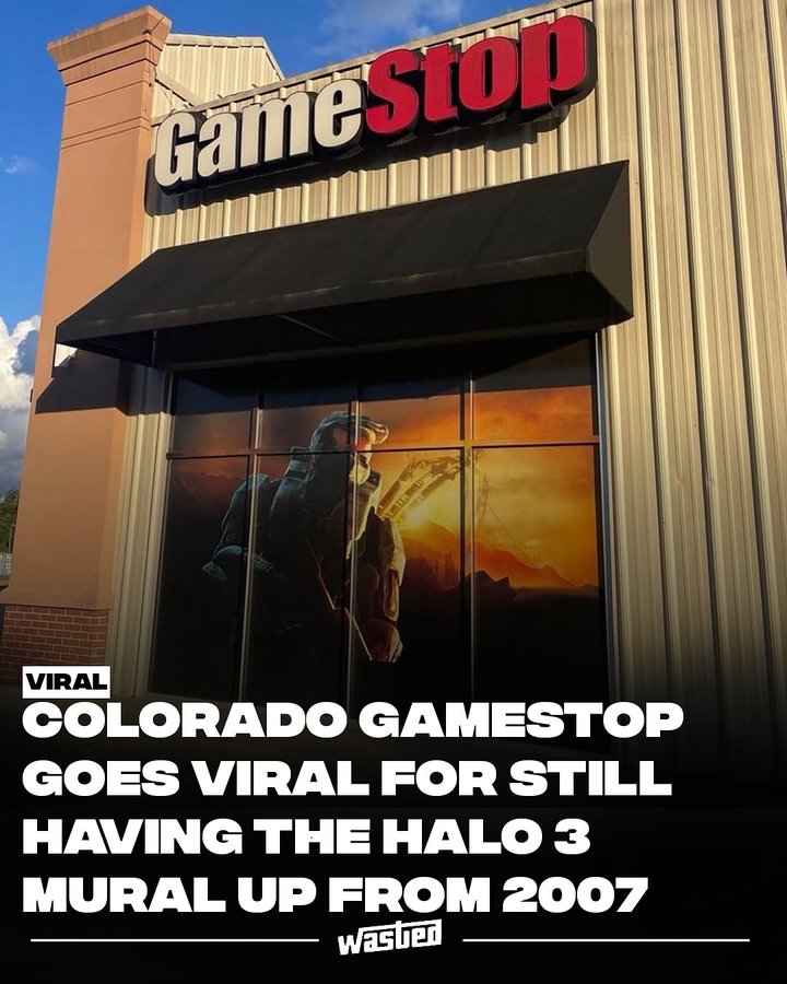 Instagram post by @wasted for GameStop. Caption reads: A GameStop in Colorado has gone viral for refusing....