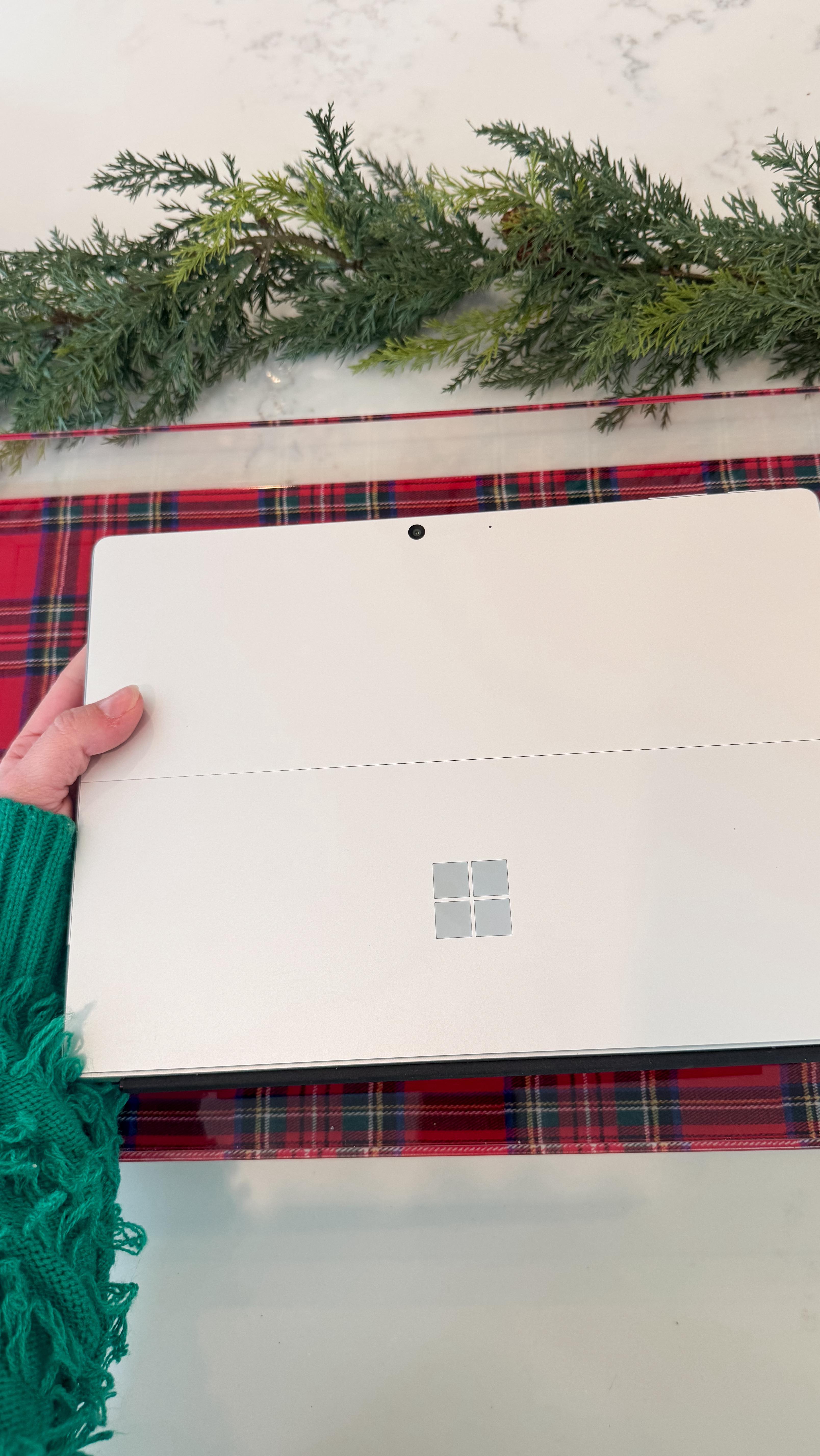 Instagram post by @kelsimsavage for Microsoft Surface. Caption reads: [...] From breakfast to bedtime, my Microsoft....