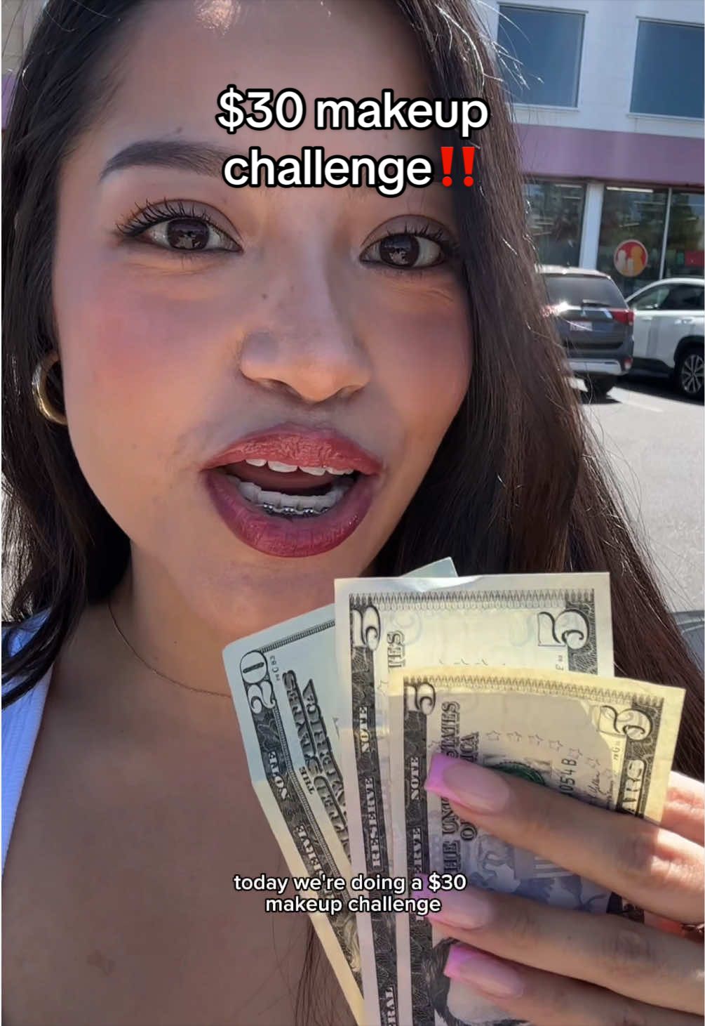 TikTok post by @slaybyjess for L.A. COLORS. Caption reads: $30 makeup challenge in this economy?? L.A. Colors....
