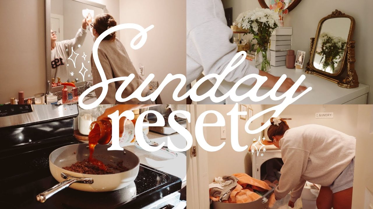 YouTube post by @HannahElise for Thrive Market. Caption reads: a good old-fashioned SUNDAY RESET vlog 🧼🧺🫧....