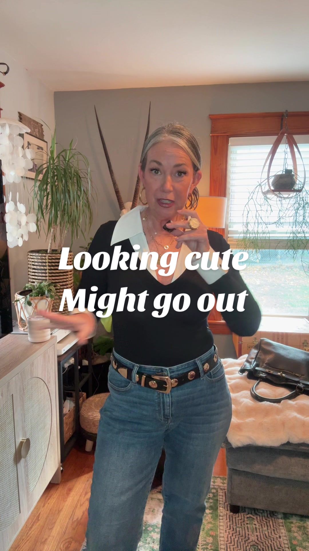 TikTok post by @aestheticaleestyled for Emma Lous Boutique. Caption reads: [...] up! @Judy Blue Jeans Authentic @Emma Lous....