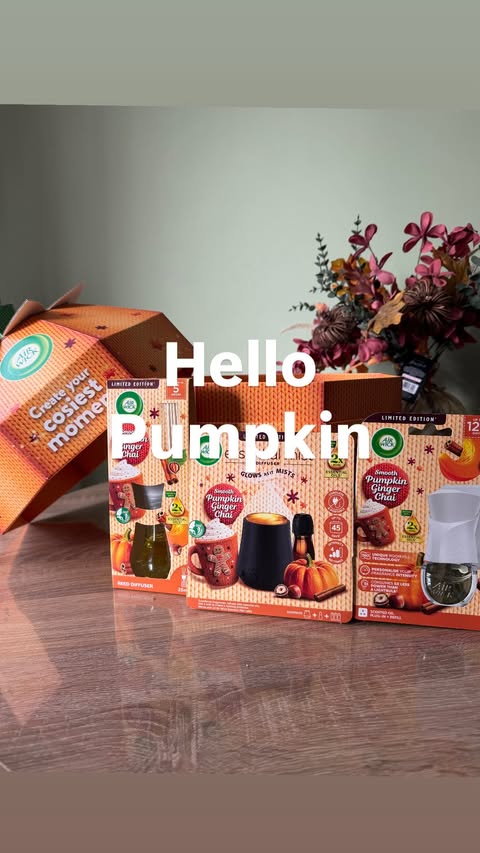 Instagram post by @athomewith_meena for Air Wick US. Caption reads: Hello Pumpkin I Know, I Know It’s Still 25 Degrees....