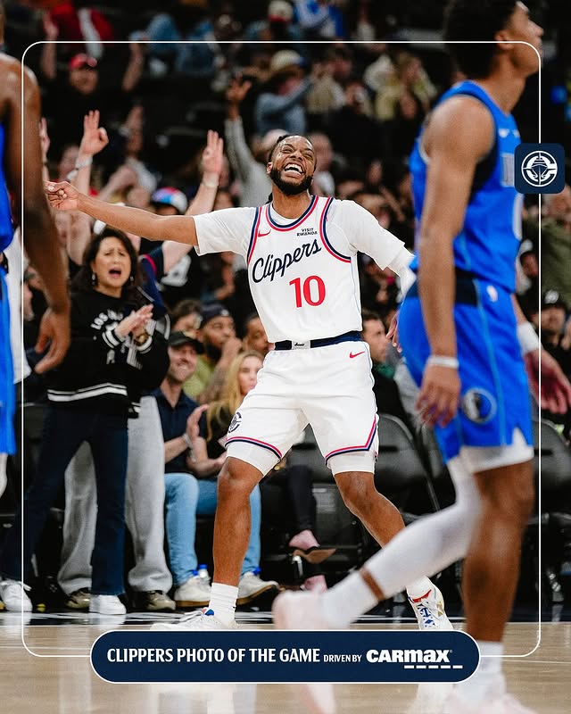 Instagram post by @laclippers for CarMax. Caption reads: [...] 😆 📸 Photo of the Game driven by @carmax.