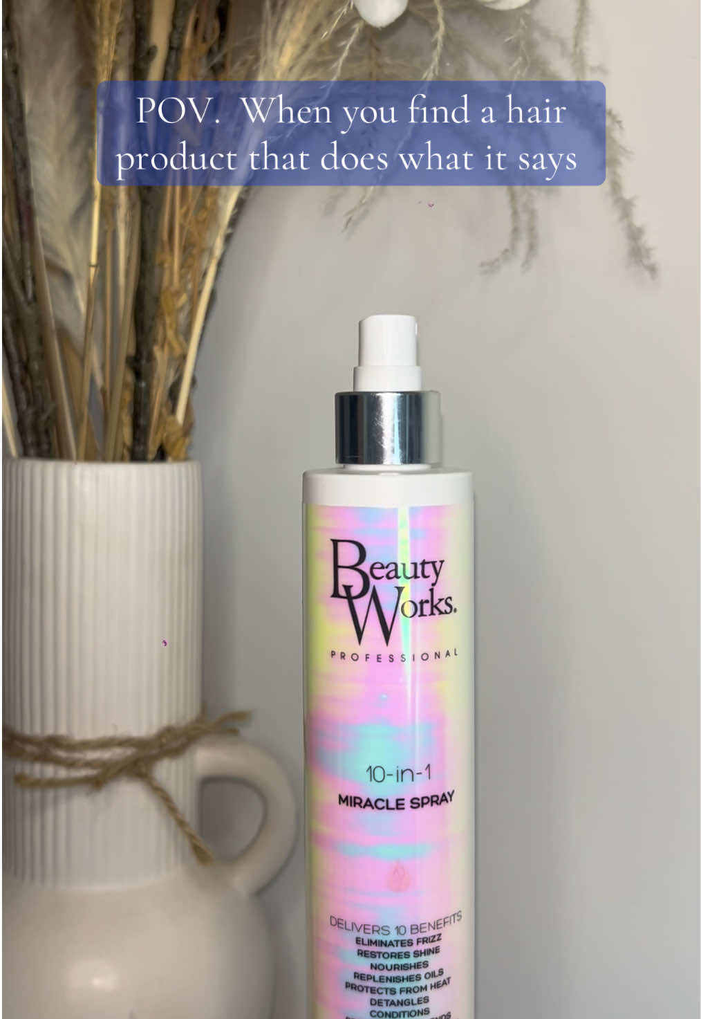 TikTok post by @driving_withtwins for BeautyWorks. Caption reads: Luxury hair, everyday vibes! One product, big....