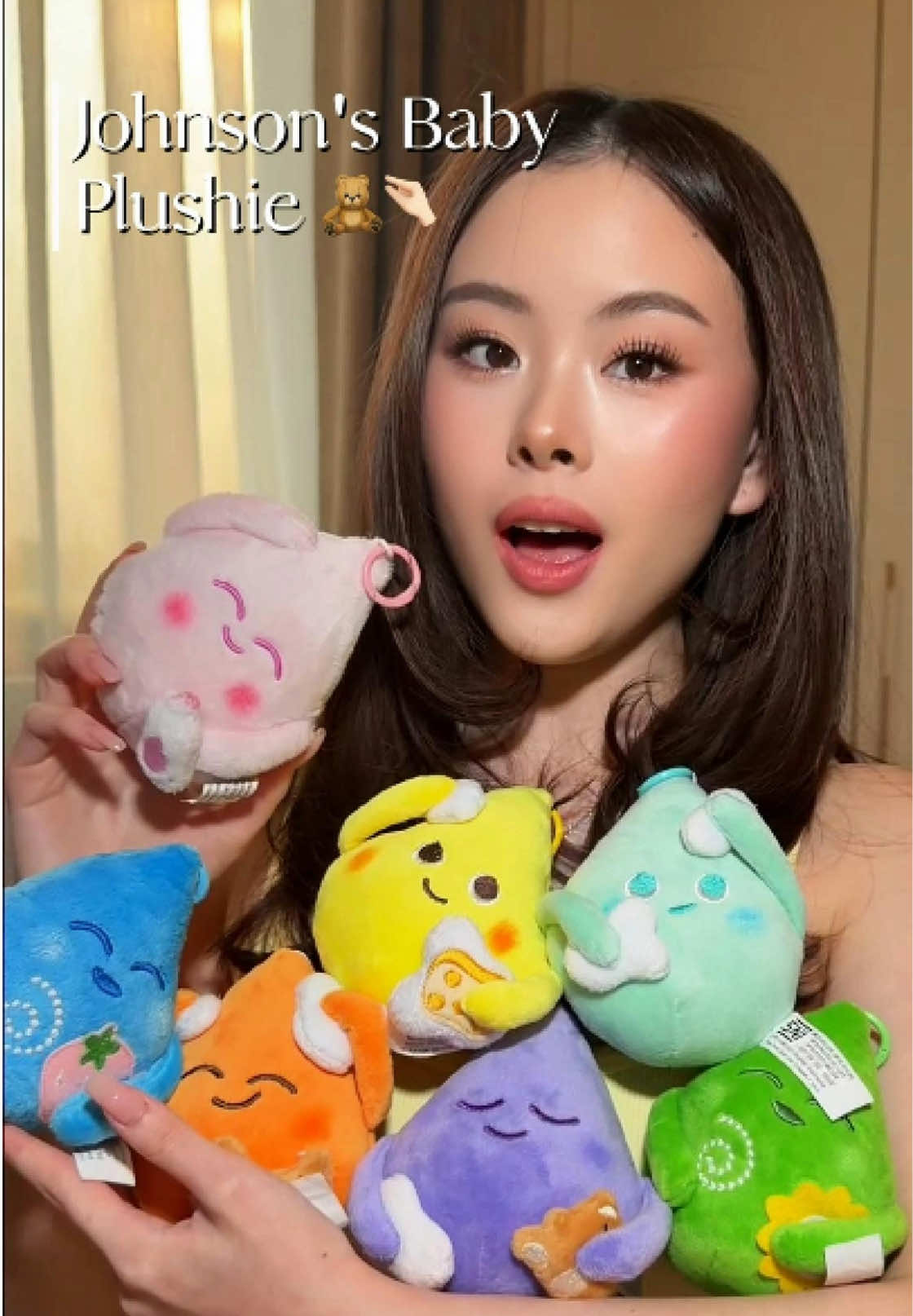 TikTok post by @clariceecutie for Johnson’s Baby Indonesia. Caption reads: OMGGG, GEMES BANGET!!! 🥹💗 Johnson’s Baby Plushie....