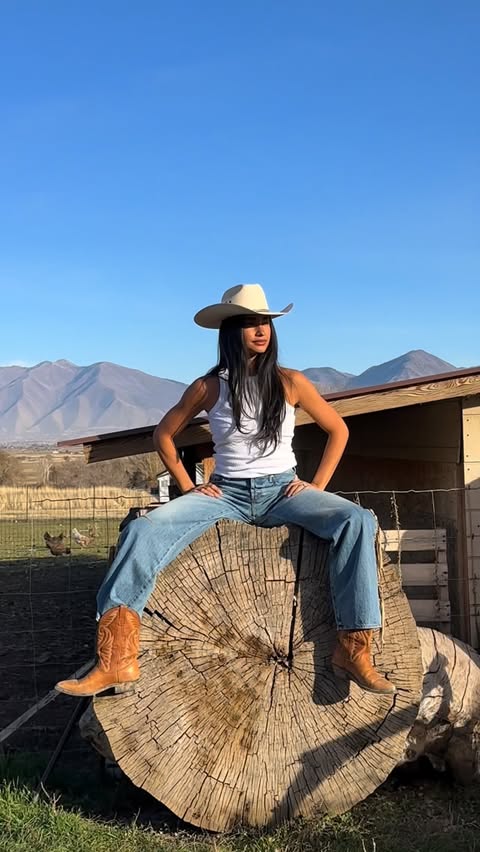 Instagram post by @himichellewhite for Mother Denim. Caption reads: Hay for the cows, denim for the feed. @mother....