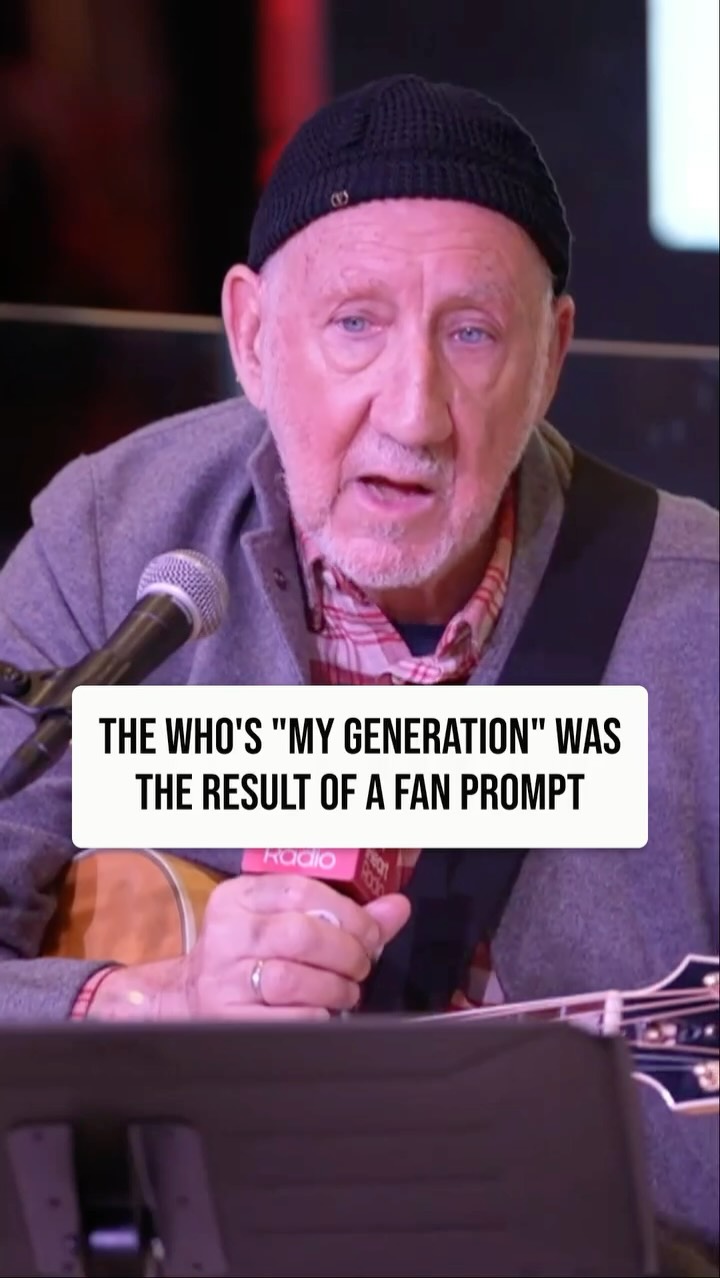 Instagram post by @q1043 for iHeartRadio. Caption reads: Pete Townshend explains how a conversation with....