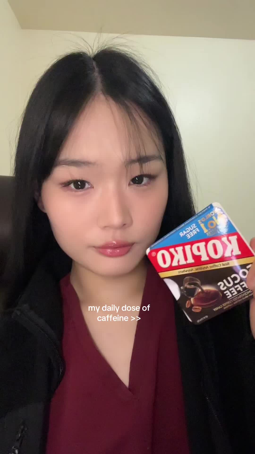 TikTok post by @stillwithjas for Kopiko USA. Caption reads: 2 candies contains 80 mg of caffeine ☕️ Product:....