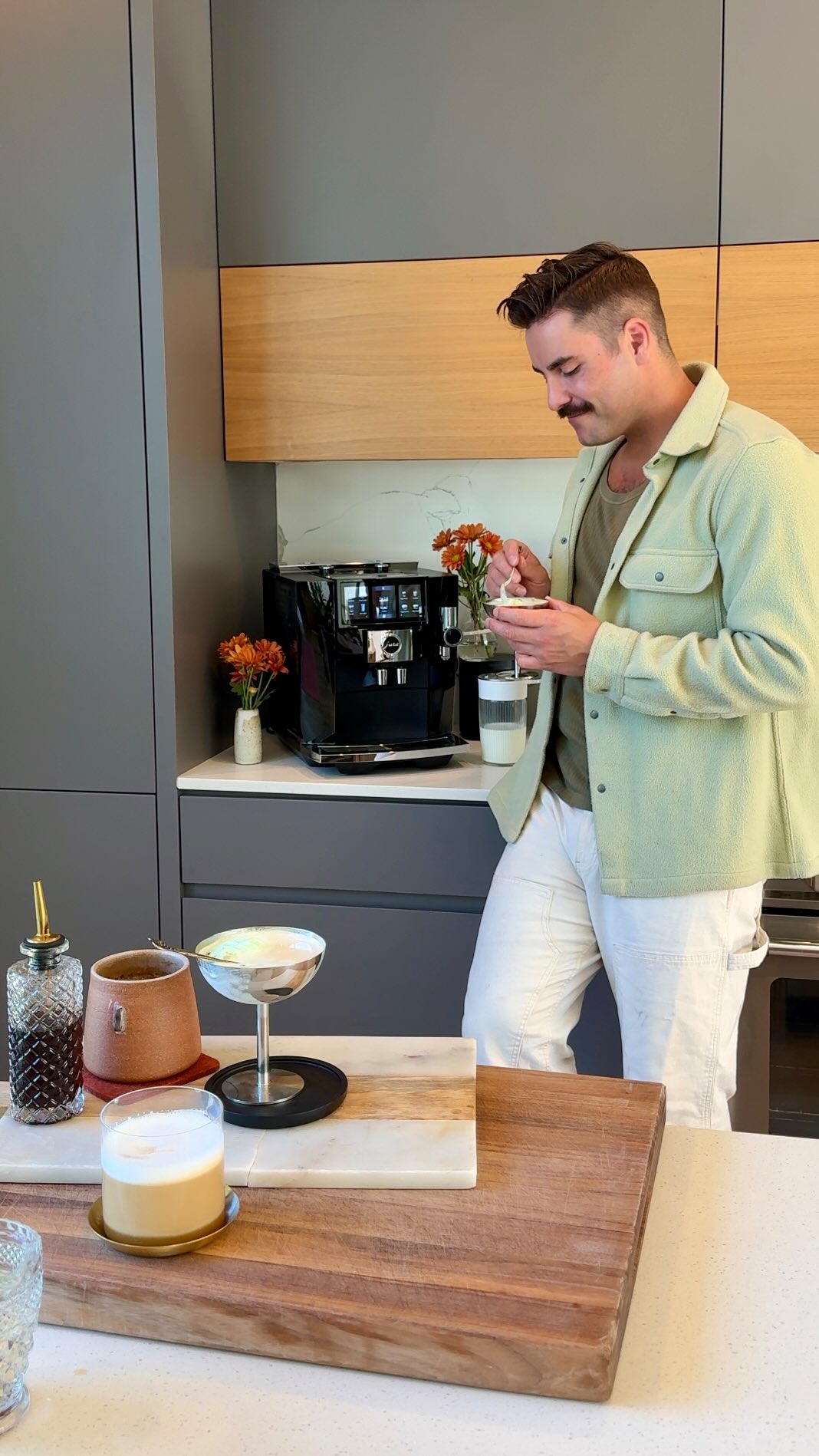 Instagram post by @chefreillymeehan for Crate and Barrel. Caption reads: #CratePartner @crateandbarrel and @jura_coffee_us....