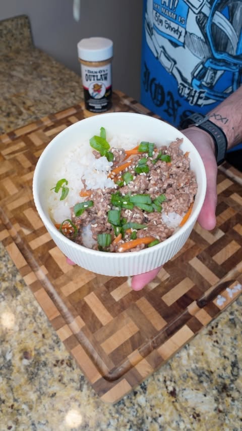 Instagram post by @richardeats_ for Dan-O's Seasoning. Caption reads: Korean Beef & Rice with @danosseasoning new Korean....